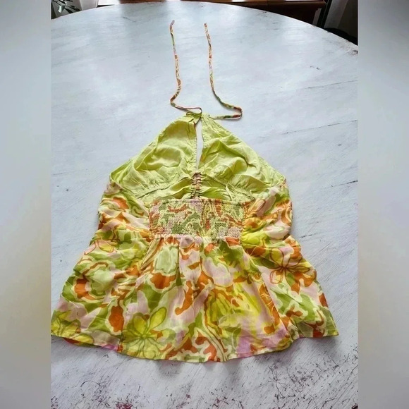 Free People Kyle Printed Top in Citrus Size Large NWOT $98 - Picture 3 of 7